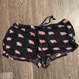 Xhilaration | Black Women's Pajama Shorts with American Flag Print